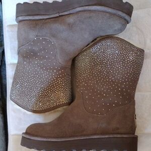 Brown Suede Studded Boots